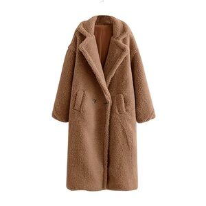Women's Cozy Brown Teddy Coat